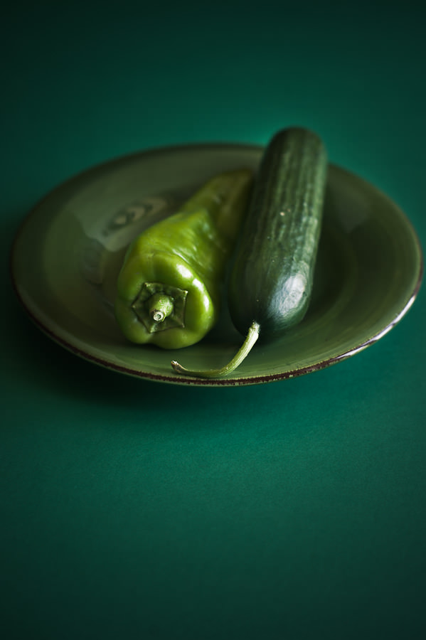 cucumber and green pepper
