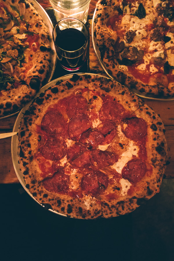 selection of pizzas at Paulie Gees pizza Brooklyn New York