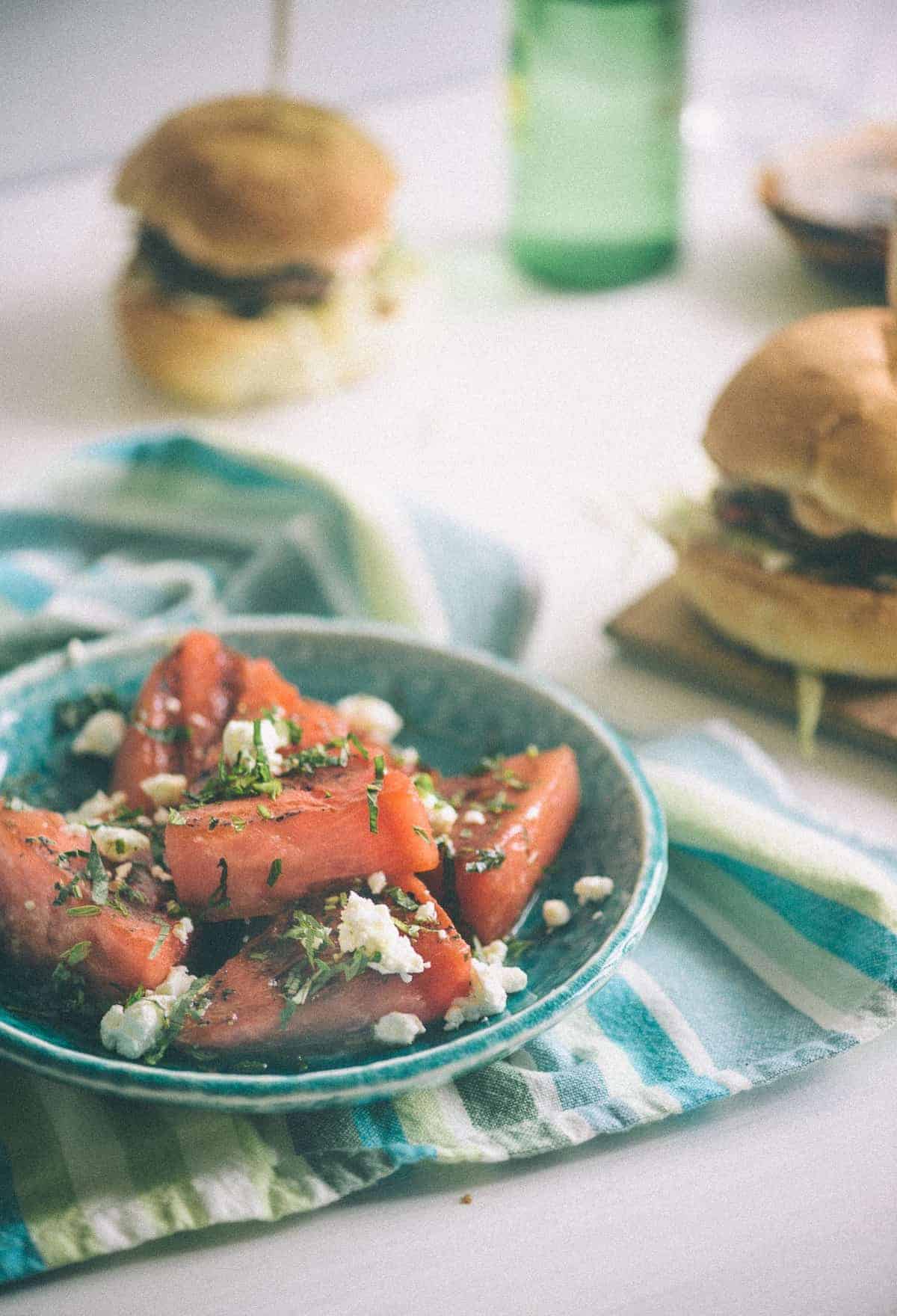 chargrilled watermelon salad with fetta