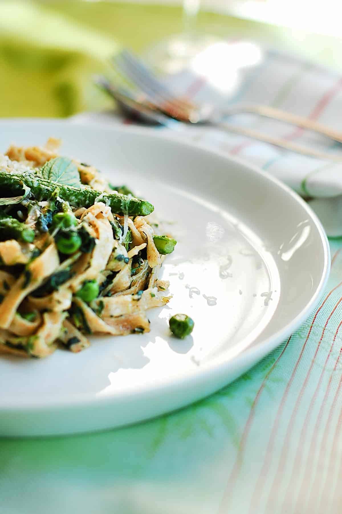 pasta served with greens