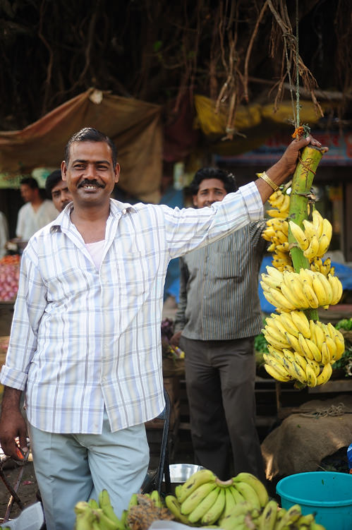 banana seller at Indian market