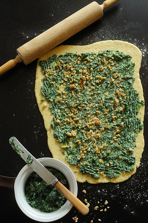 spinach and feta scrolls prep