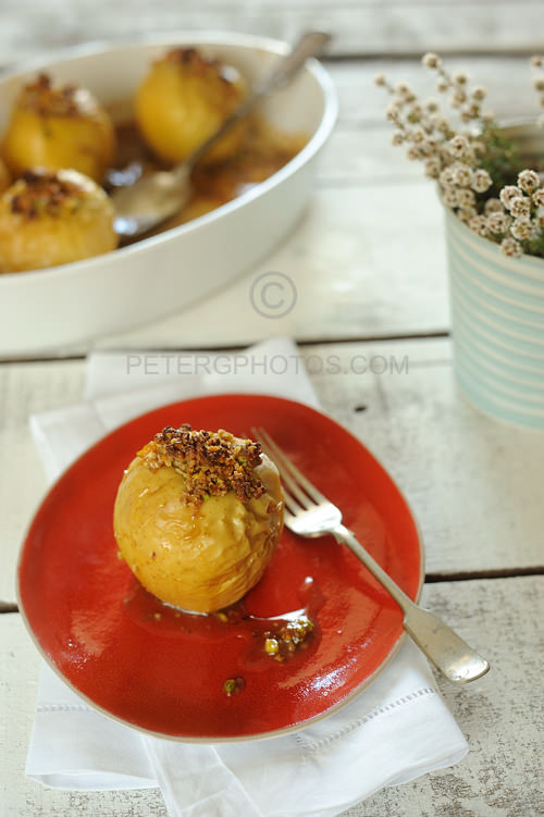 baked apples with a baklava filling