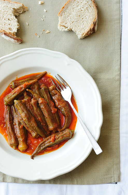 Greek style braised okra