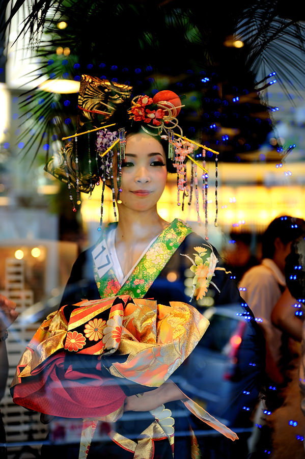 geisha at fashion show, Shibuya Japan