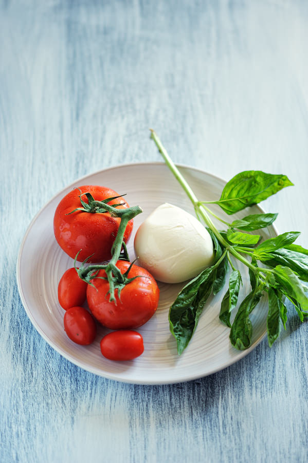 tomatoes, buffalo mozzarella and Italian basil