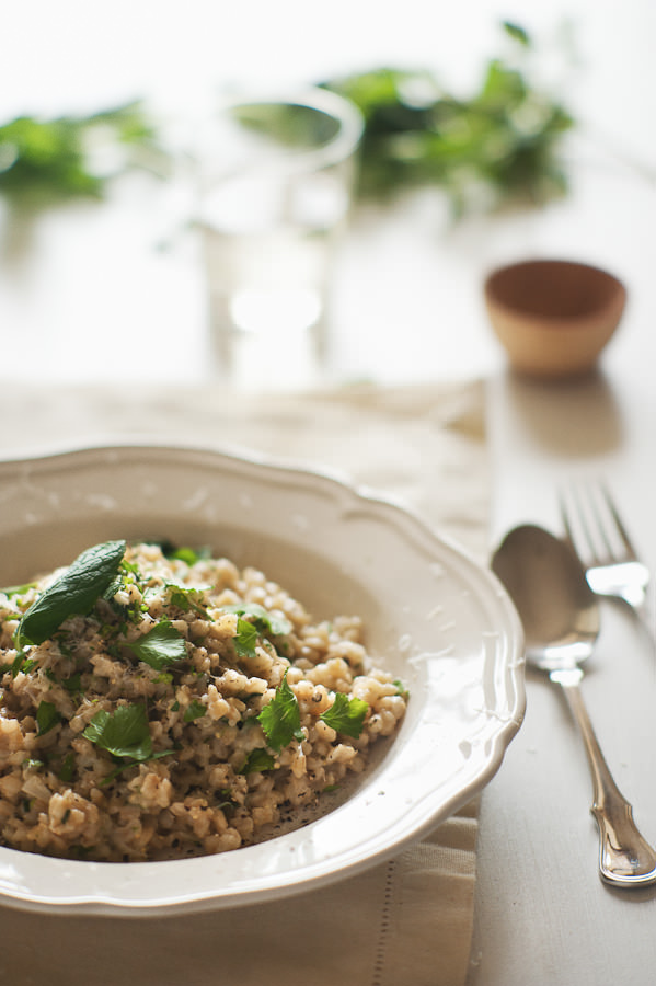 pearl barley risotto with fresh herbs