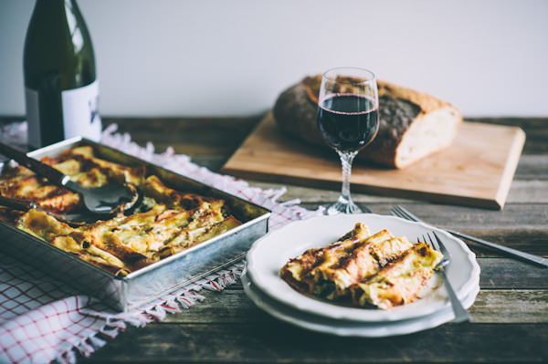 Italian food cannelloni with spinach and ricotta