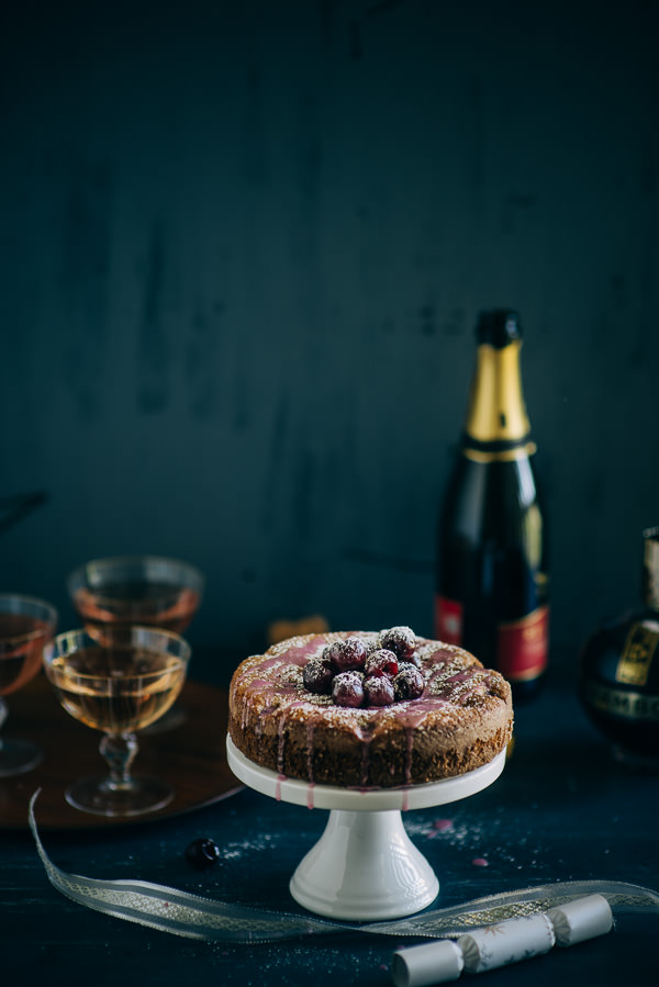 cake made with Chambord and cherries