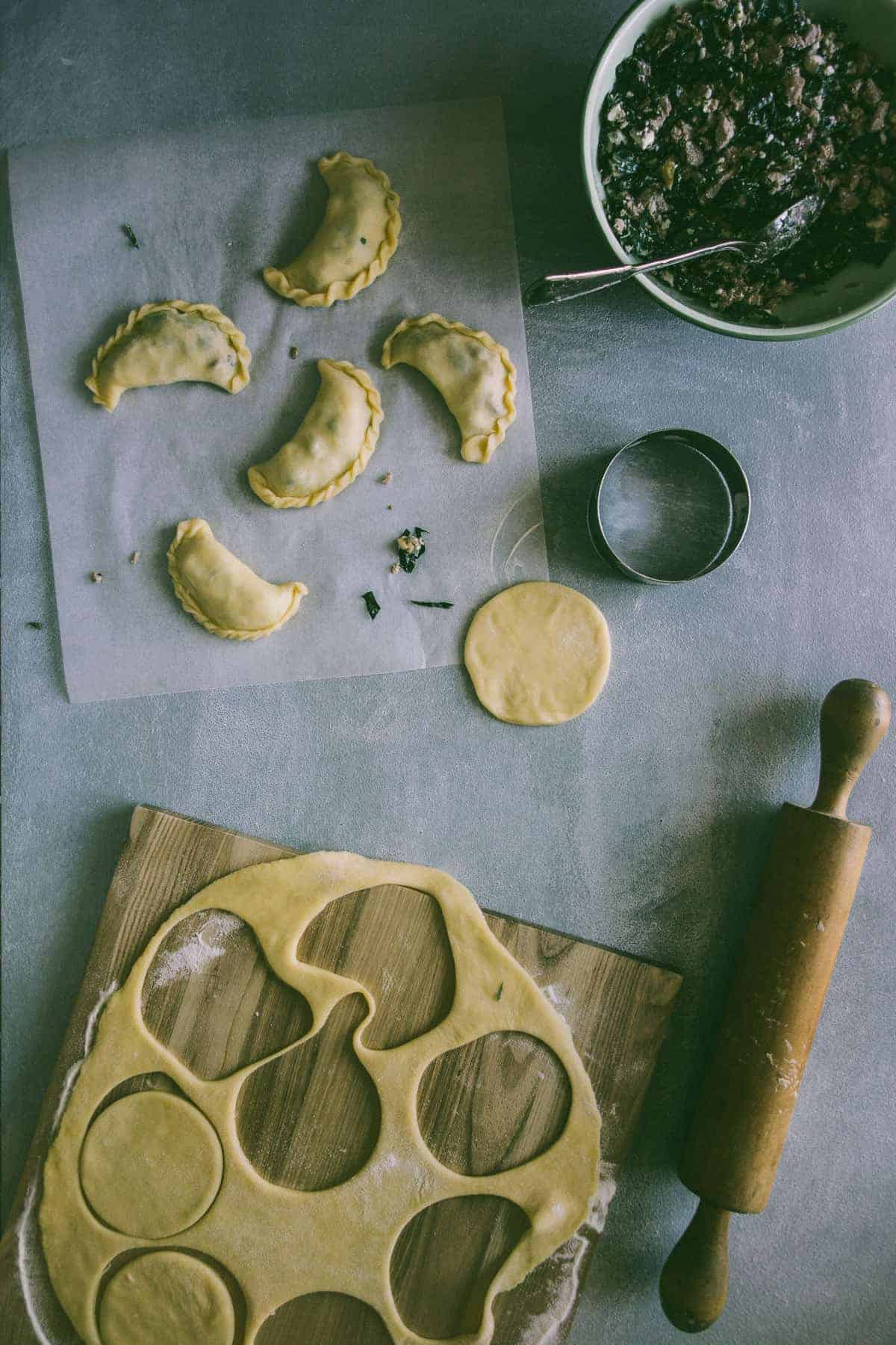 Making home made empanadas