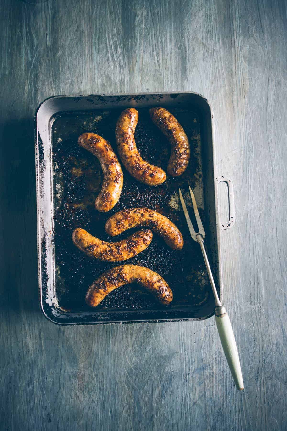 sausages with cauliflower mash