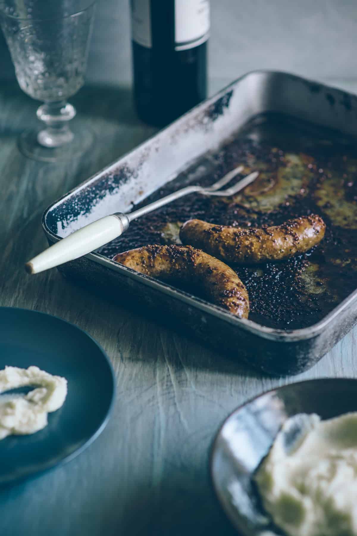 sausages with cauliflower mash