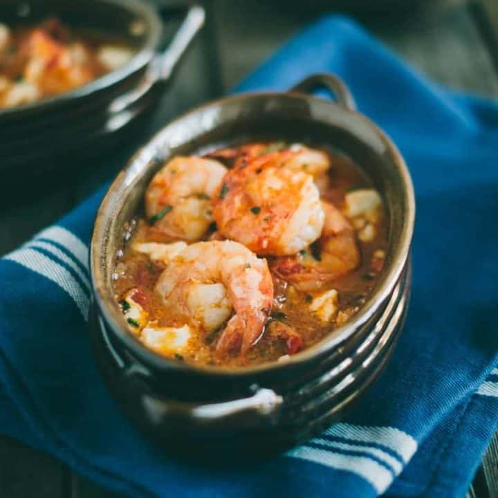 Greek style prawns cooked in sauce