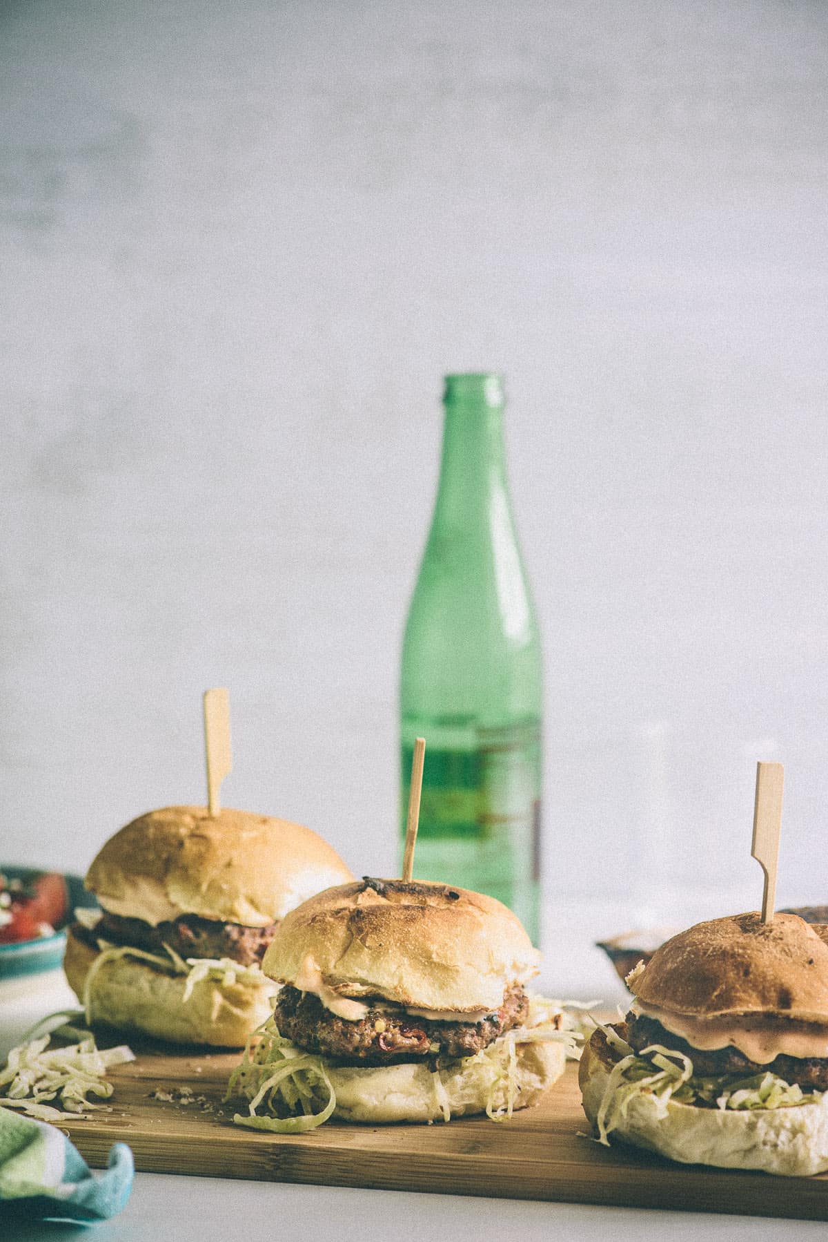 home made lamb burgers with a harissa mayonnaise