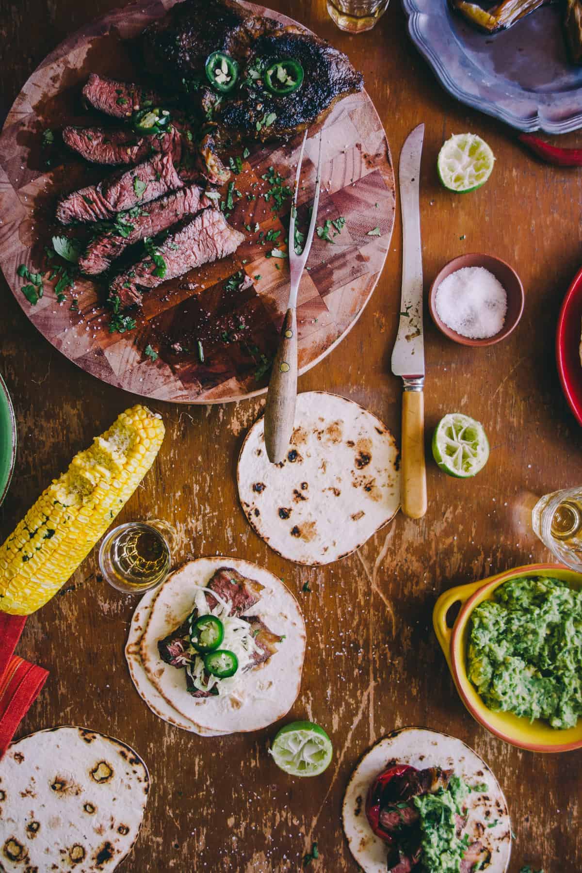 Tequila marinated beef tacos