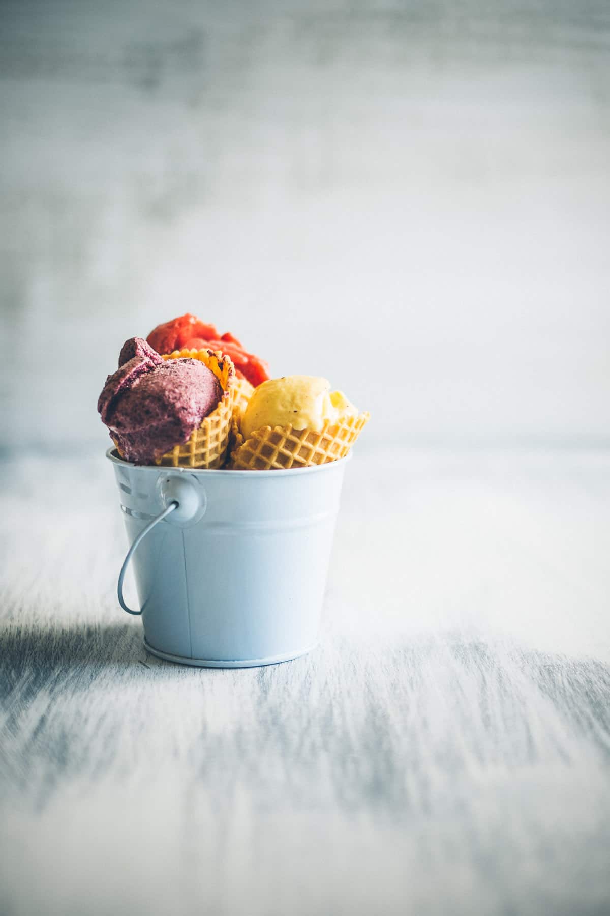 home made ice creams served in cones