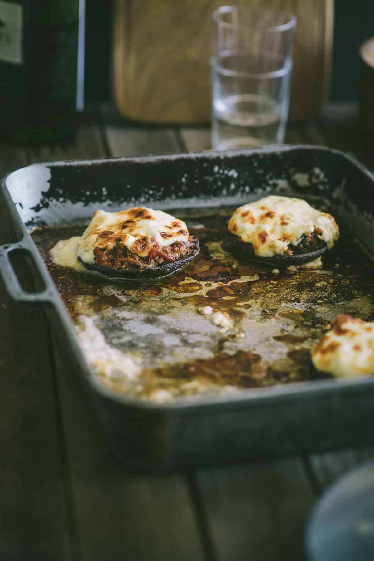 baked mushrooms stuffed with a meat ragu