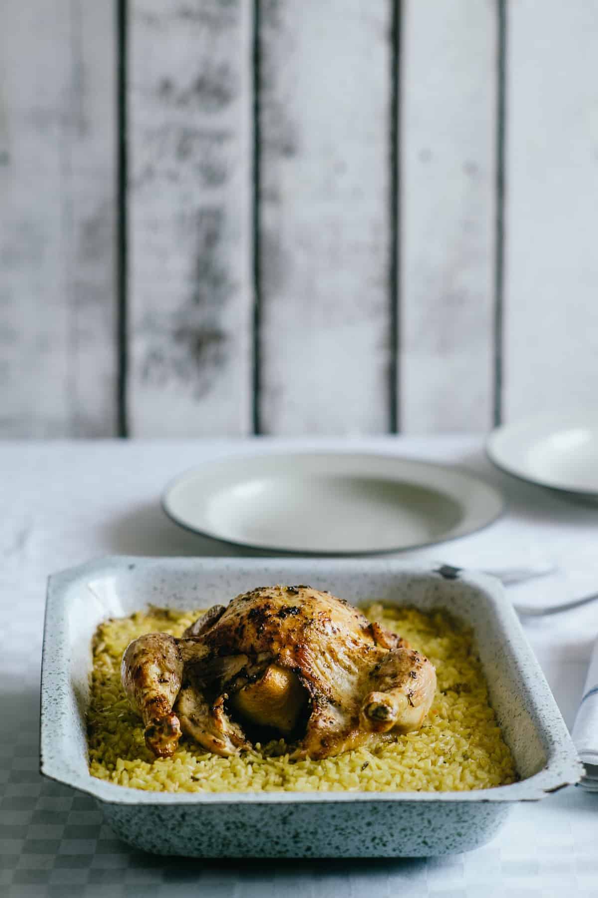 roast chicken with orzo