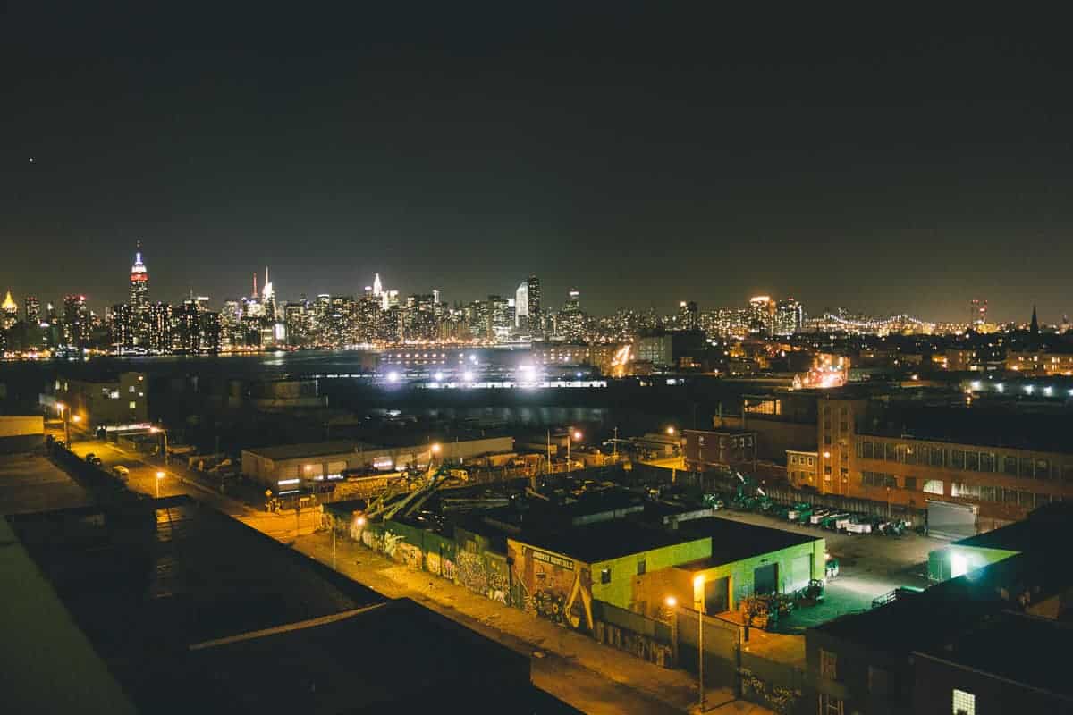 skyline views from Wythe Hotel Brooklyn New York