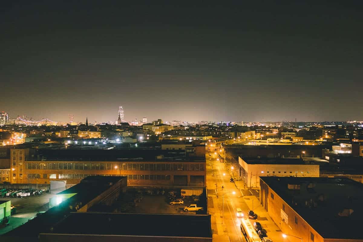 skyline views from Wythe Hotel Brooklyn New York