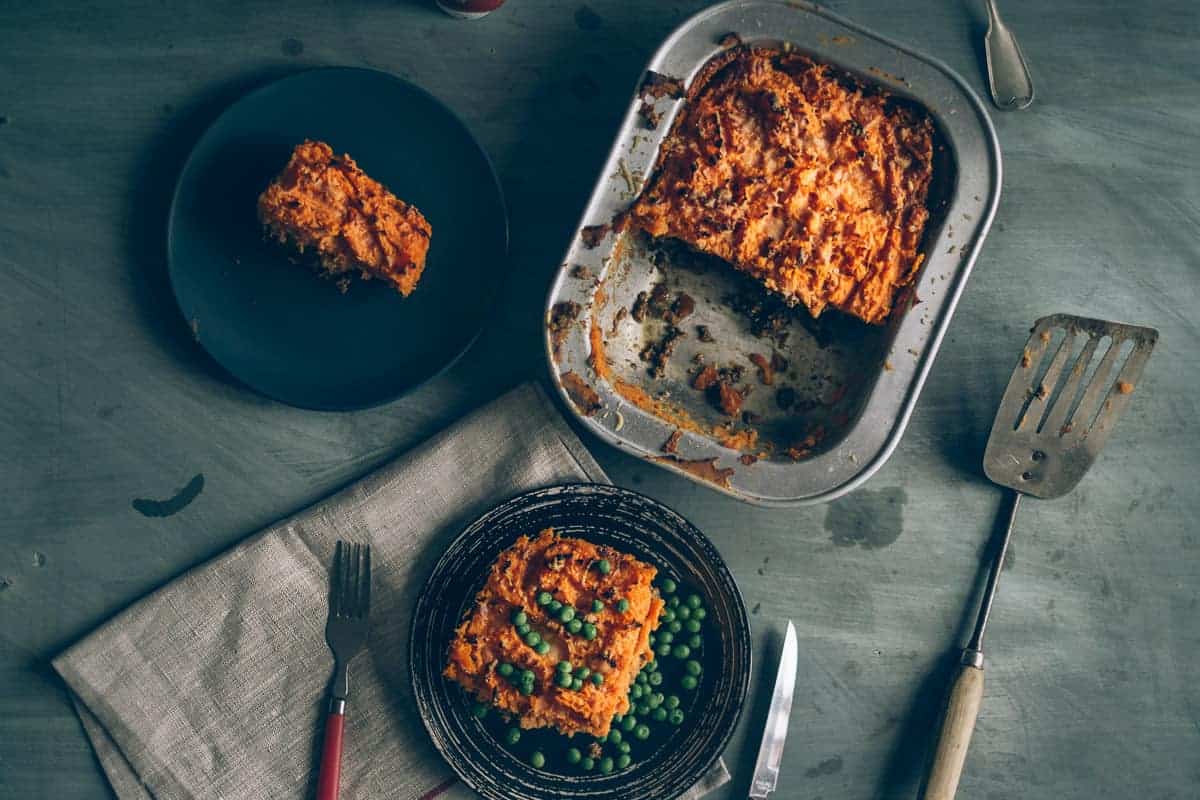 shepherd's pie with a sweet potato mash topping