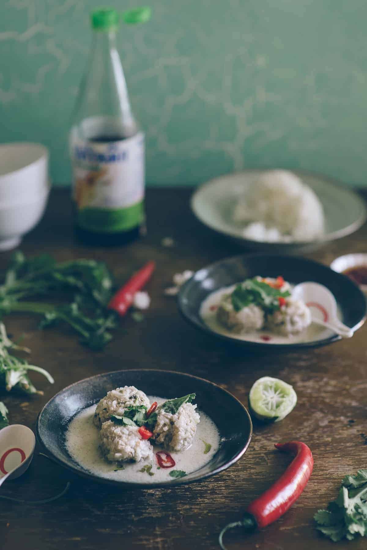 Thai style chicken meatball soup recipe