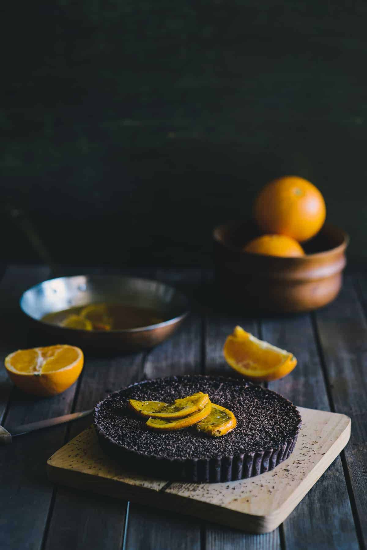 choc-orange jaffa tart