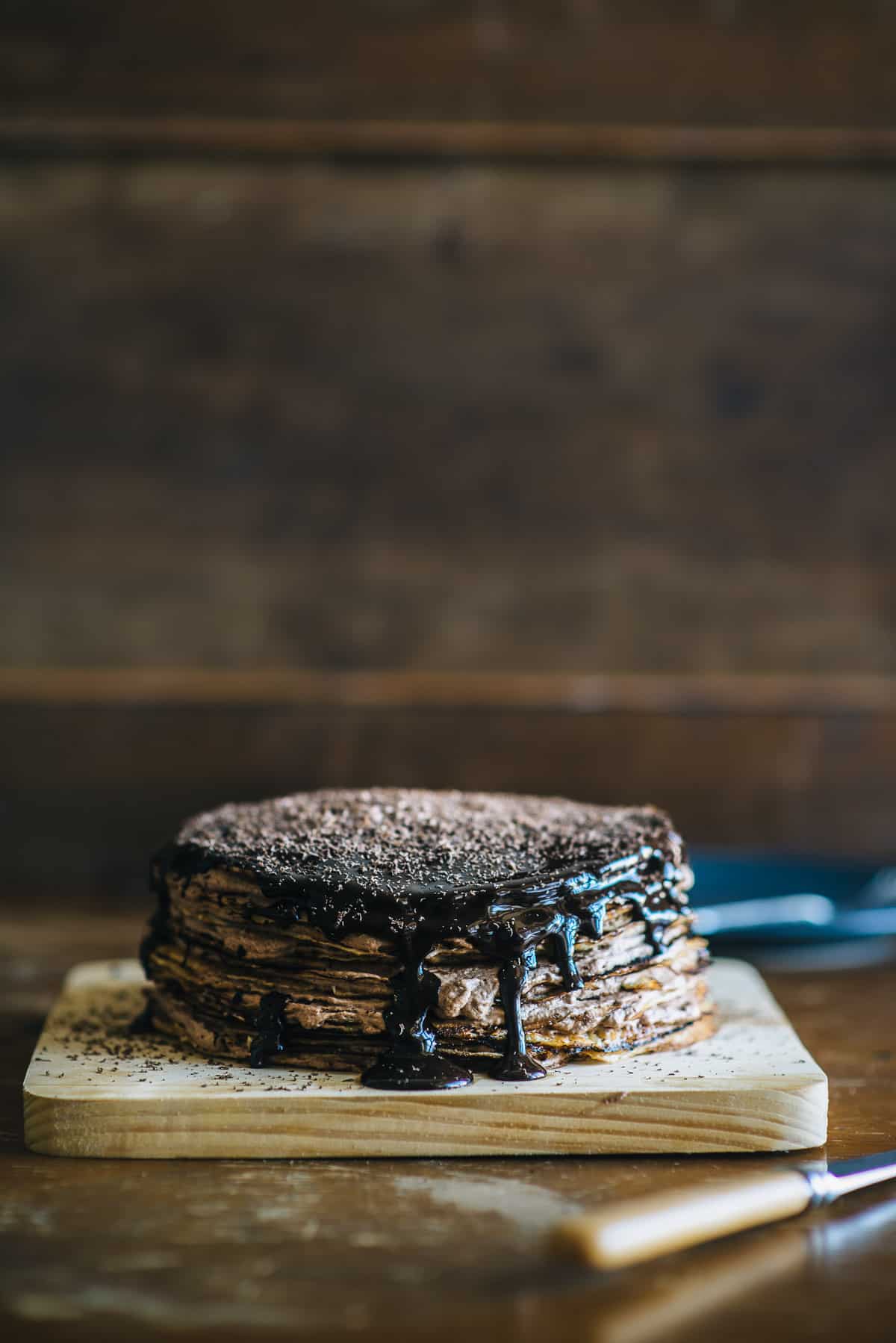 a slice of Nutella crepe cake