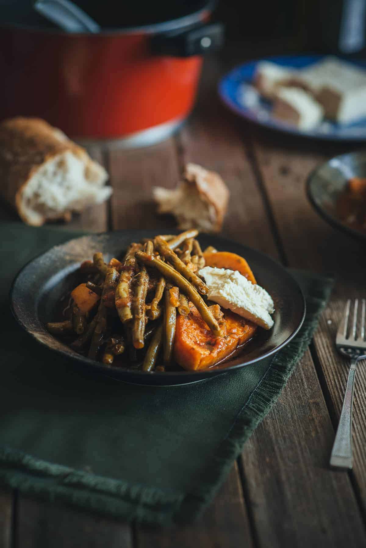 Greek style braised green beans