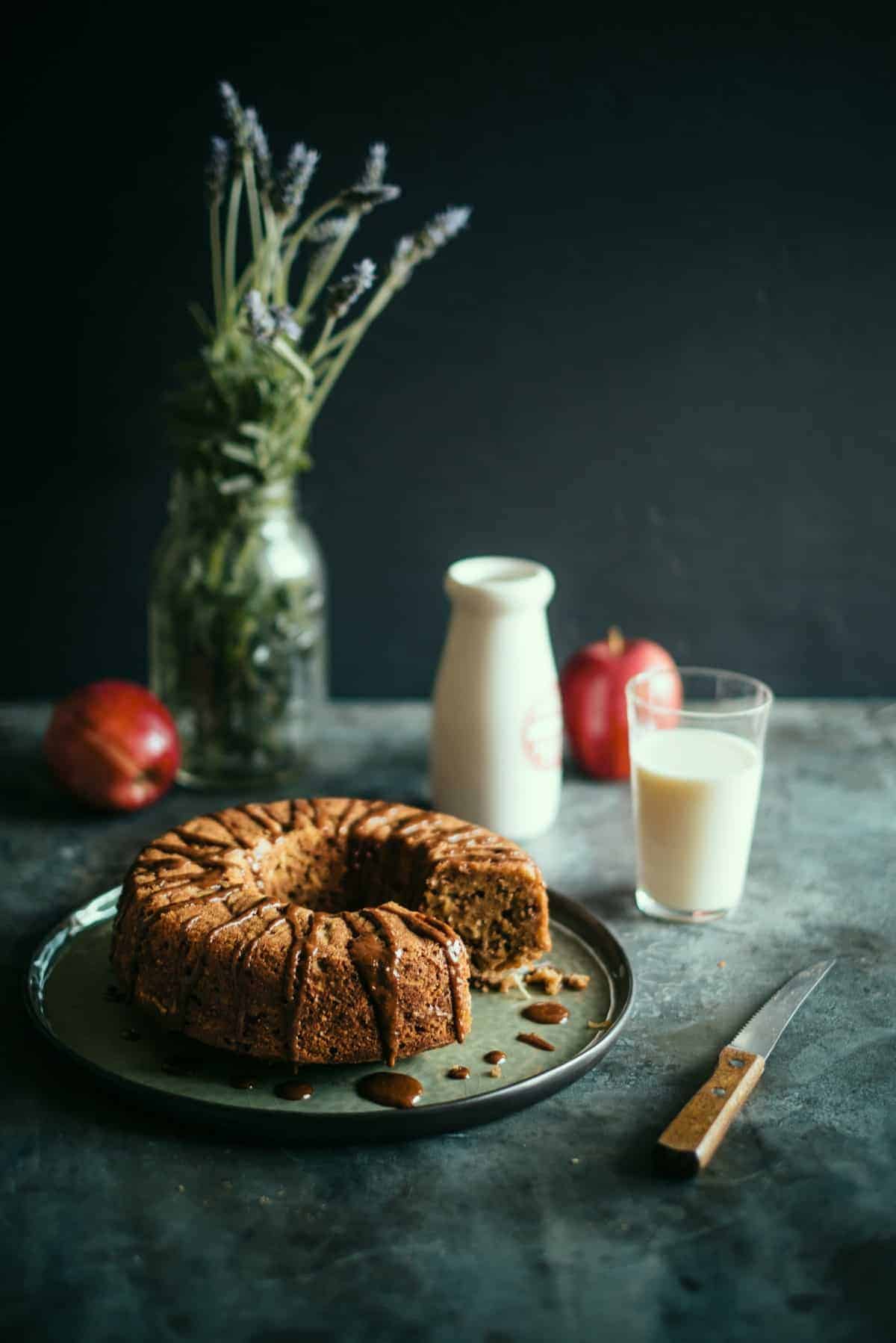 spelt apple teacake with a cinnamon glaze