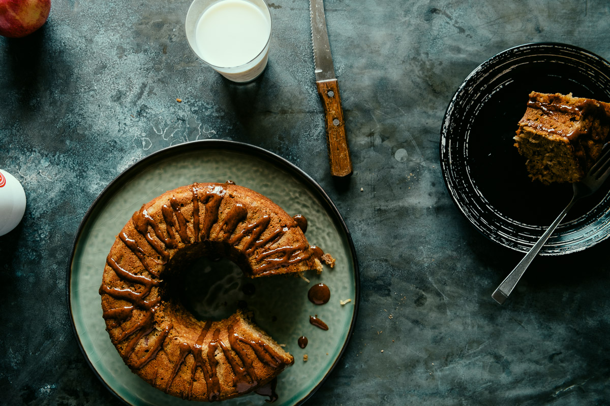 apple teacake with a cinnamon glaze