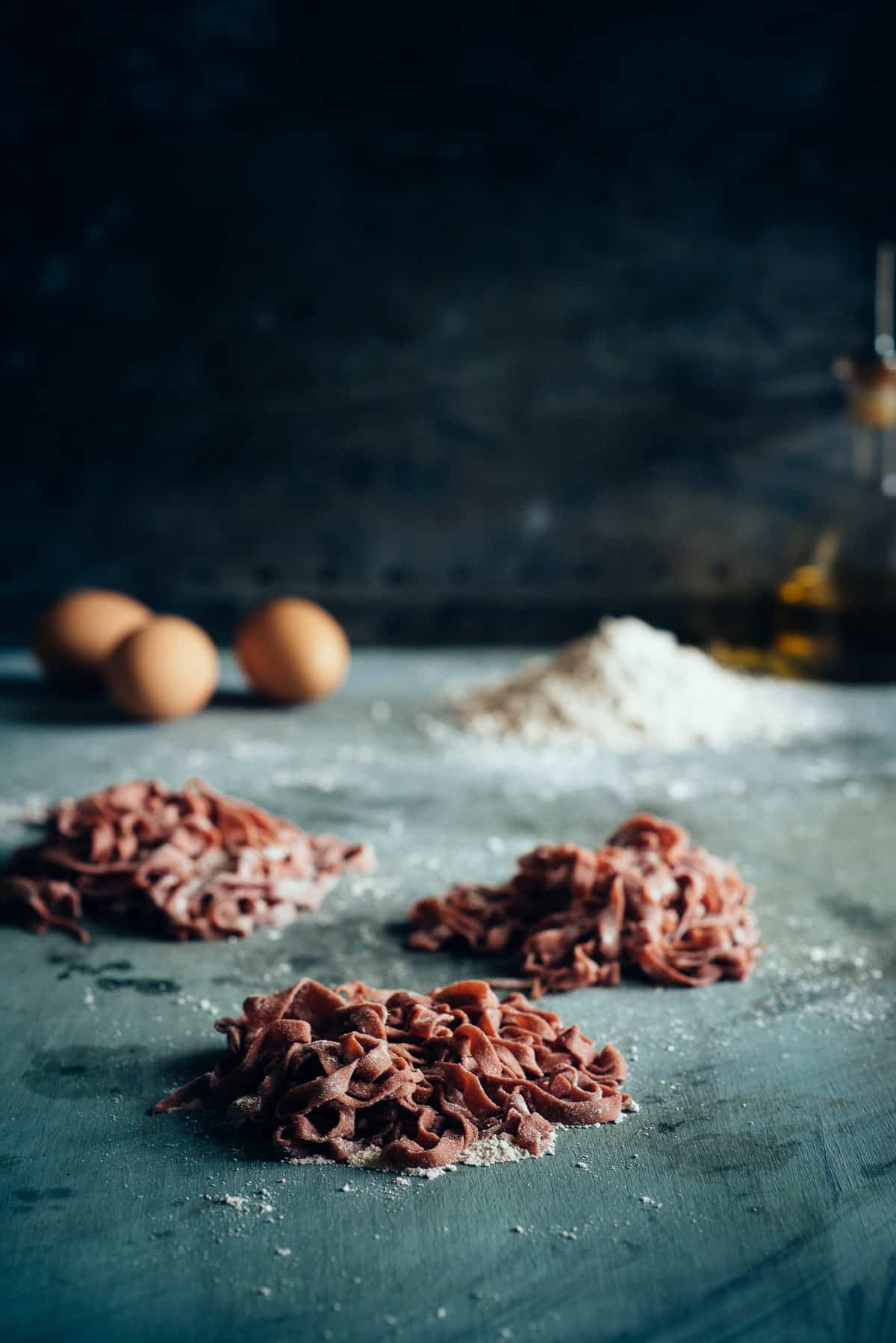 homemade spelt beetroot pasta