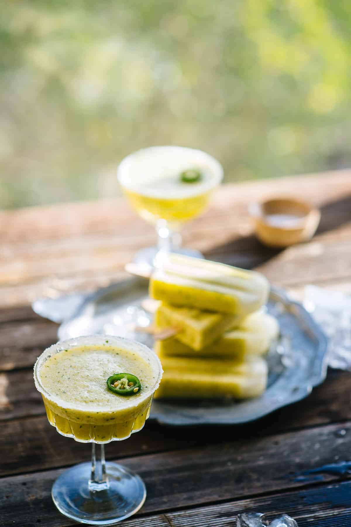 a pineapple Margarita cocktail on a table