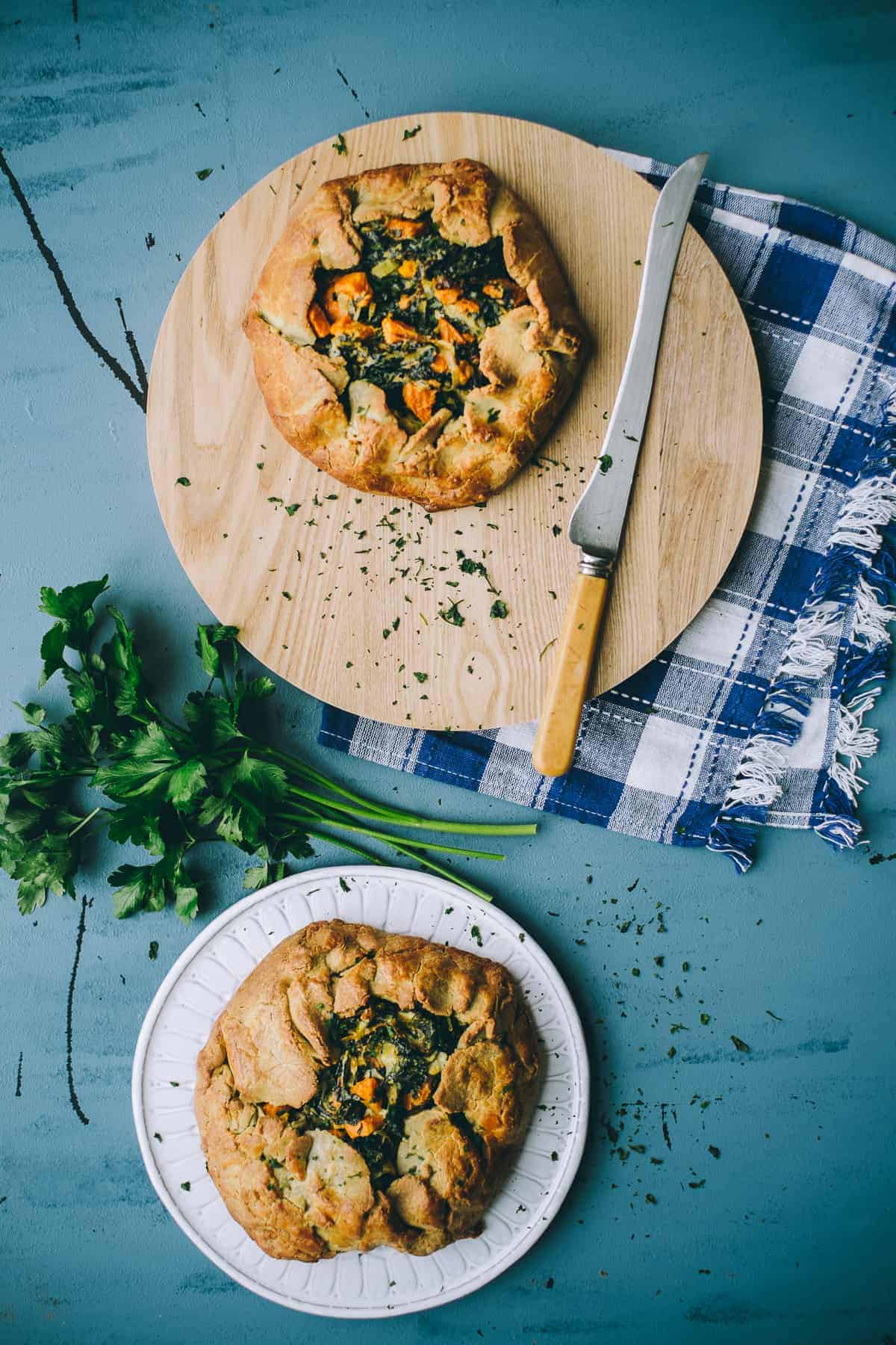 kale, feta and sweet potato pie