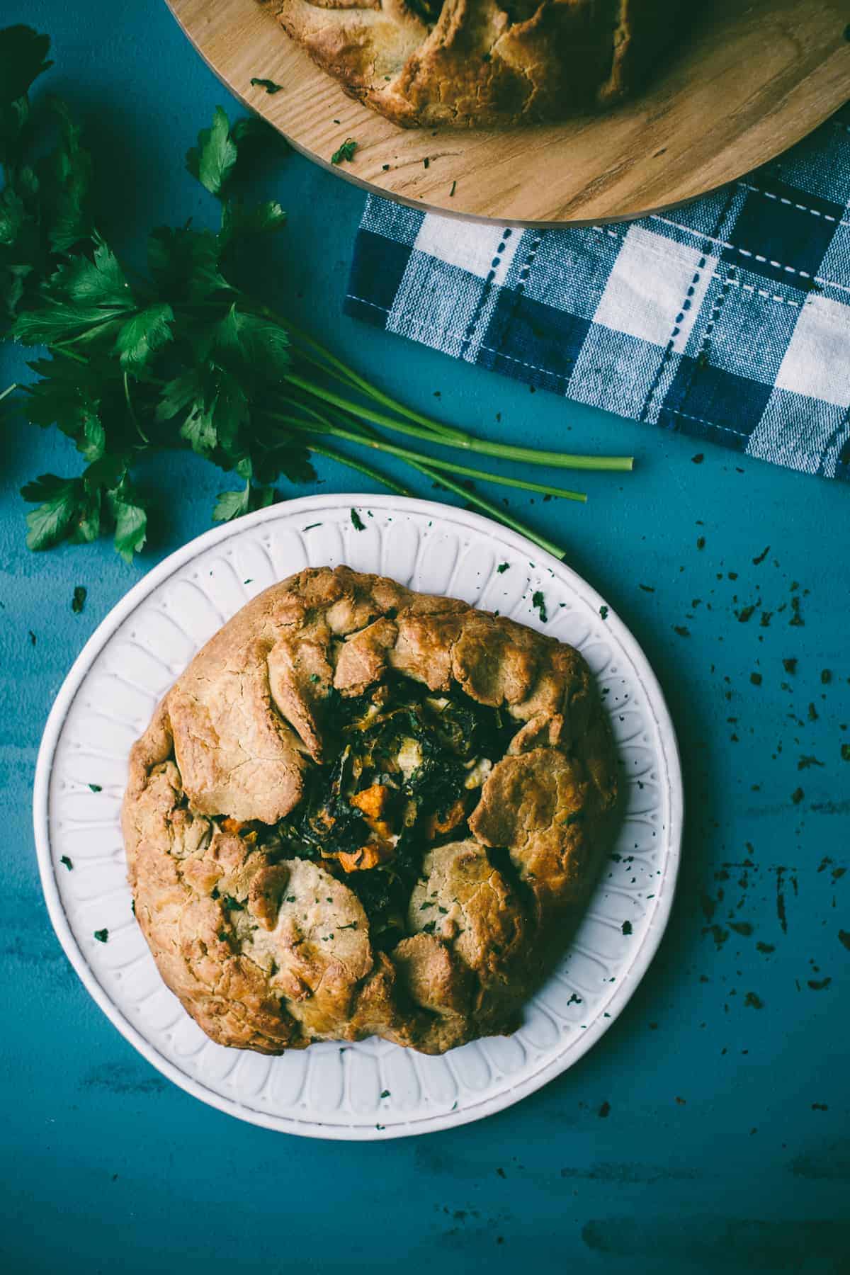 kale, feta and sweet potato pie