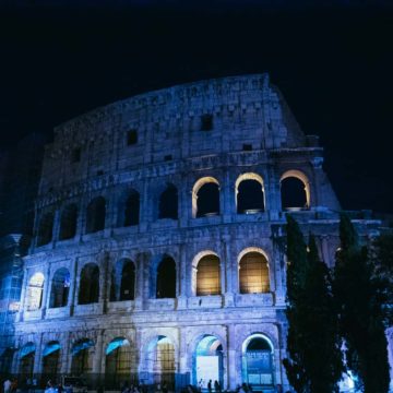 The Colosseum in Rome photographed at night