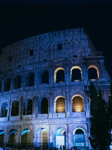 The Colosseum in Rome photographed at night