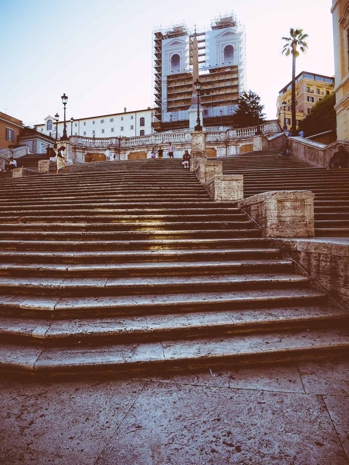 looking up at The Spanish Steps in Rome