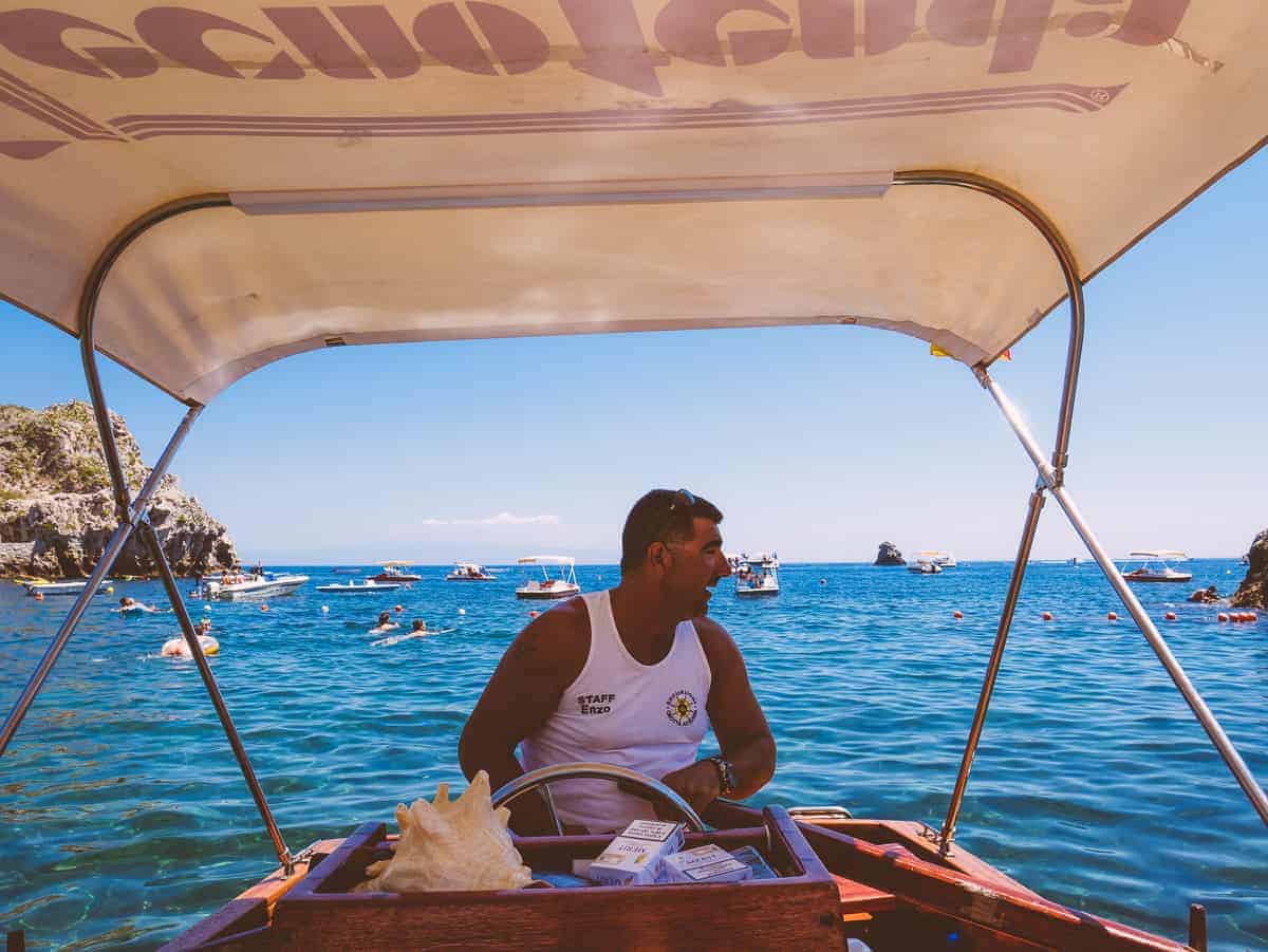 boat ride to Isola Bella Taormina