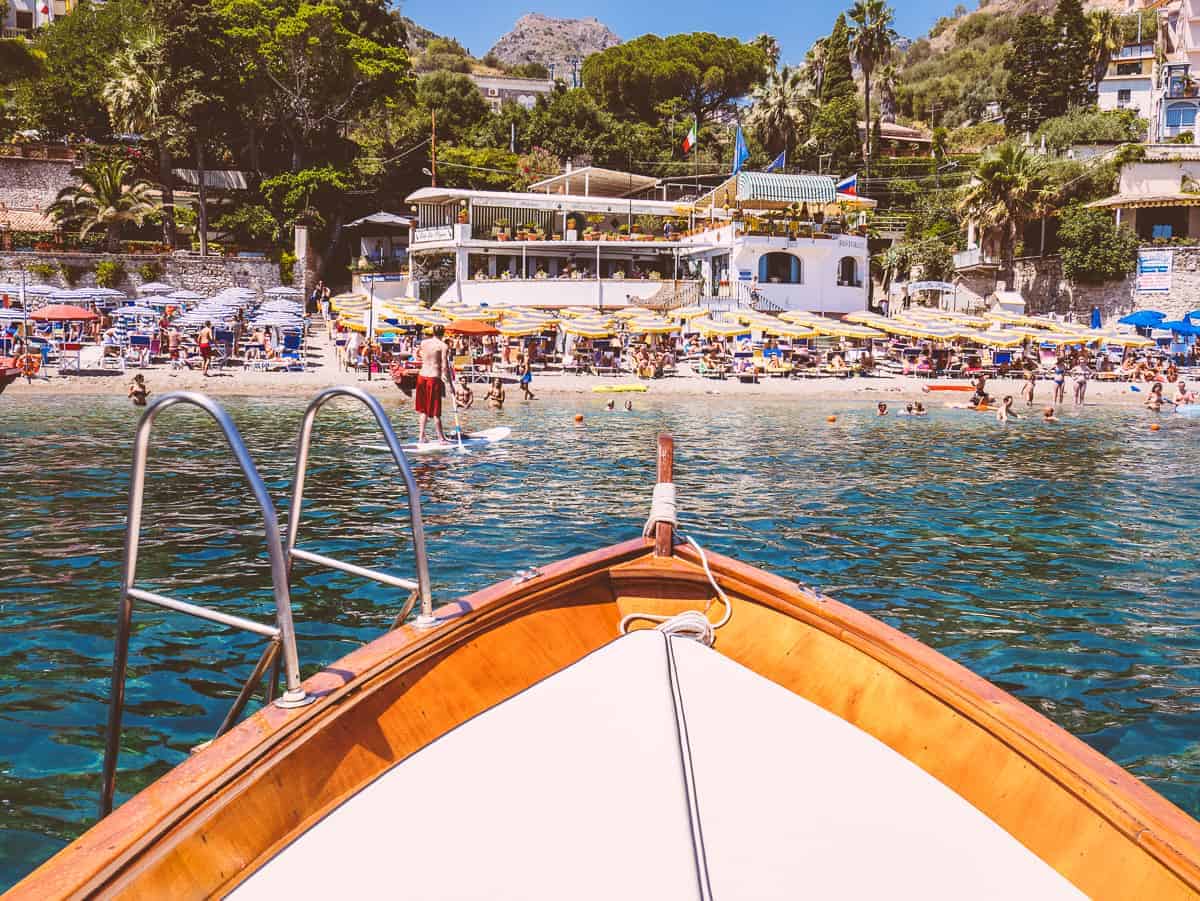 boat ride to Isola bella Taormina