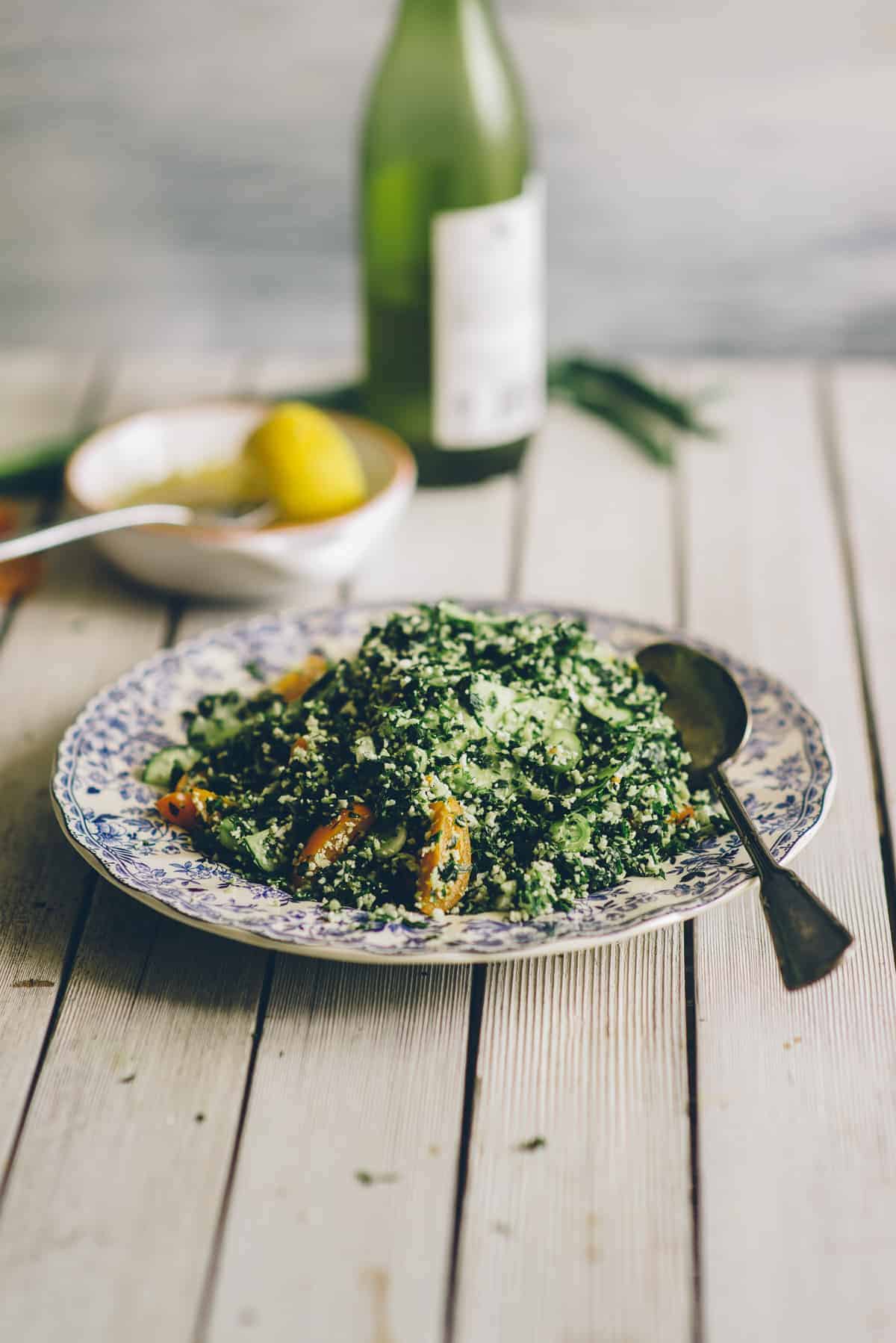 grain free tabouli served on a plate