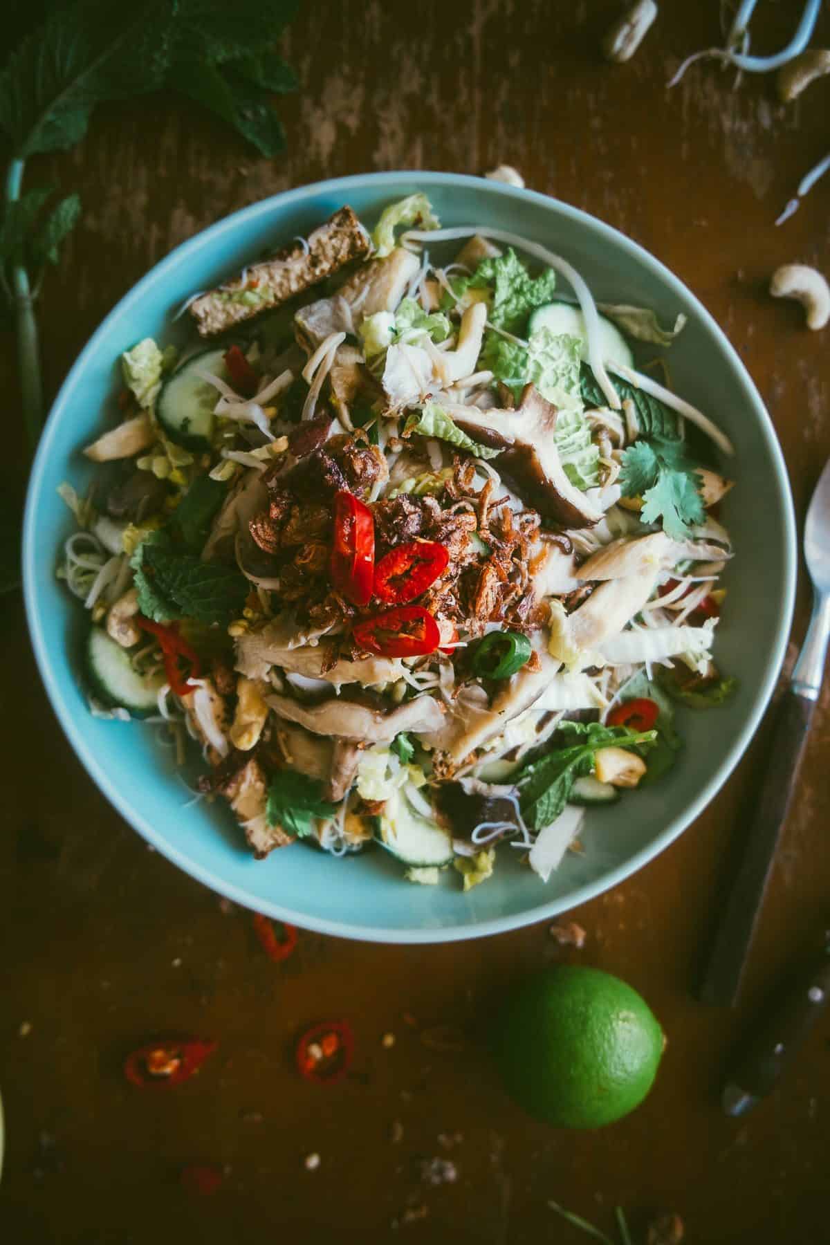 Asian mushroom noodle salad recipe