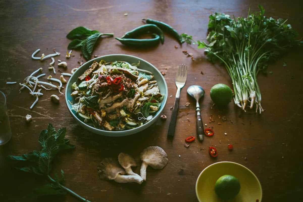 Asian mushroom noodle salad recipe