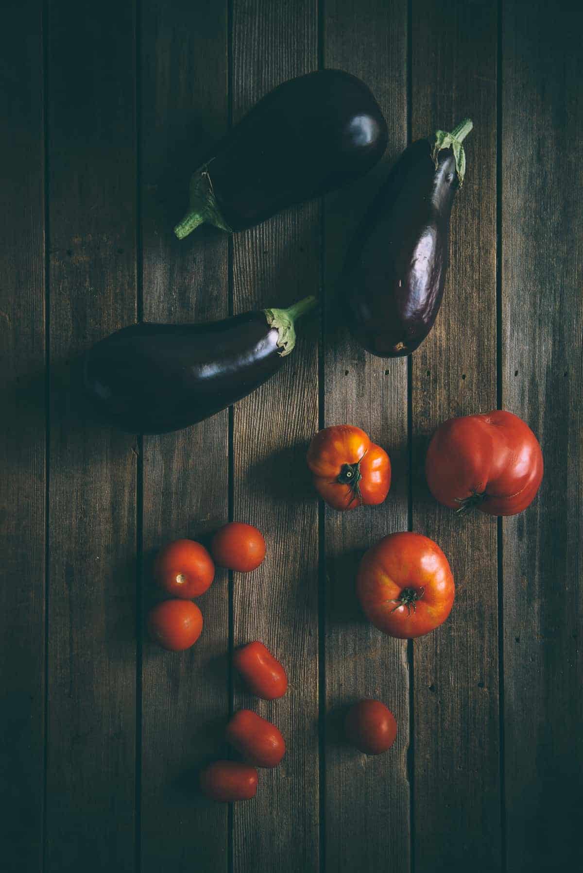 eggplants and tomatoes