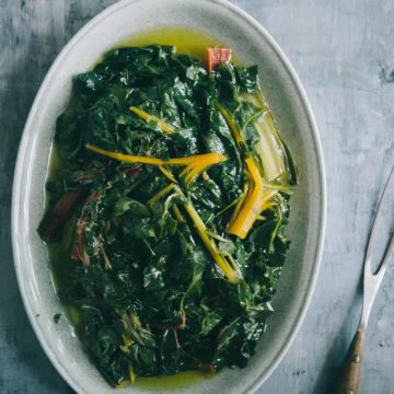 blanched greens served on a plate