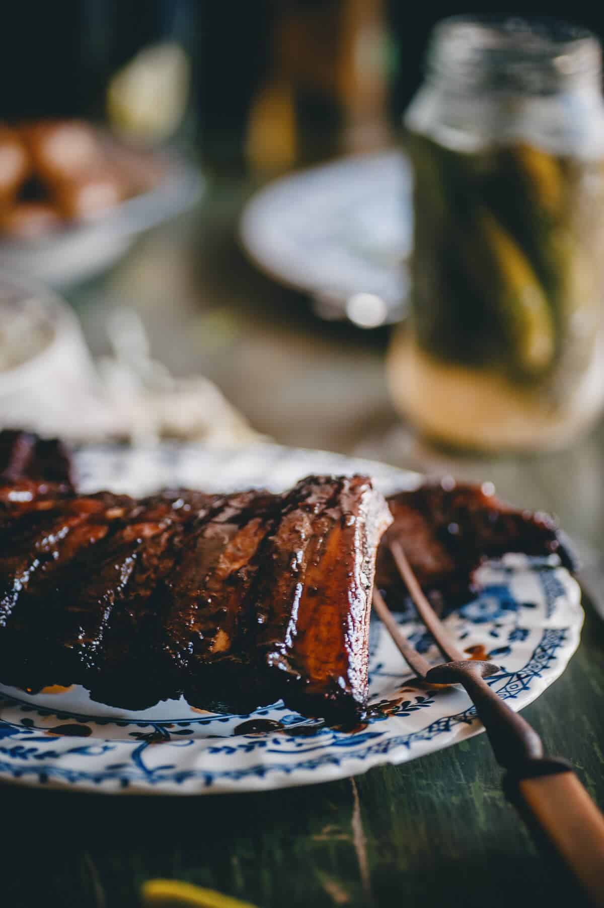 close up of cooked baby ribs