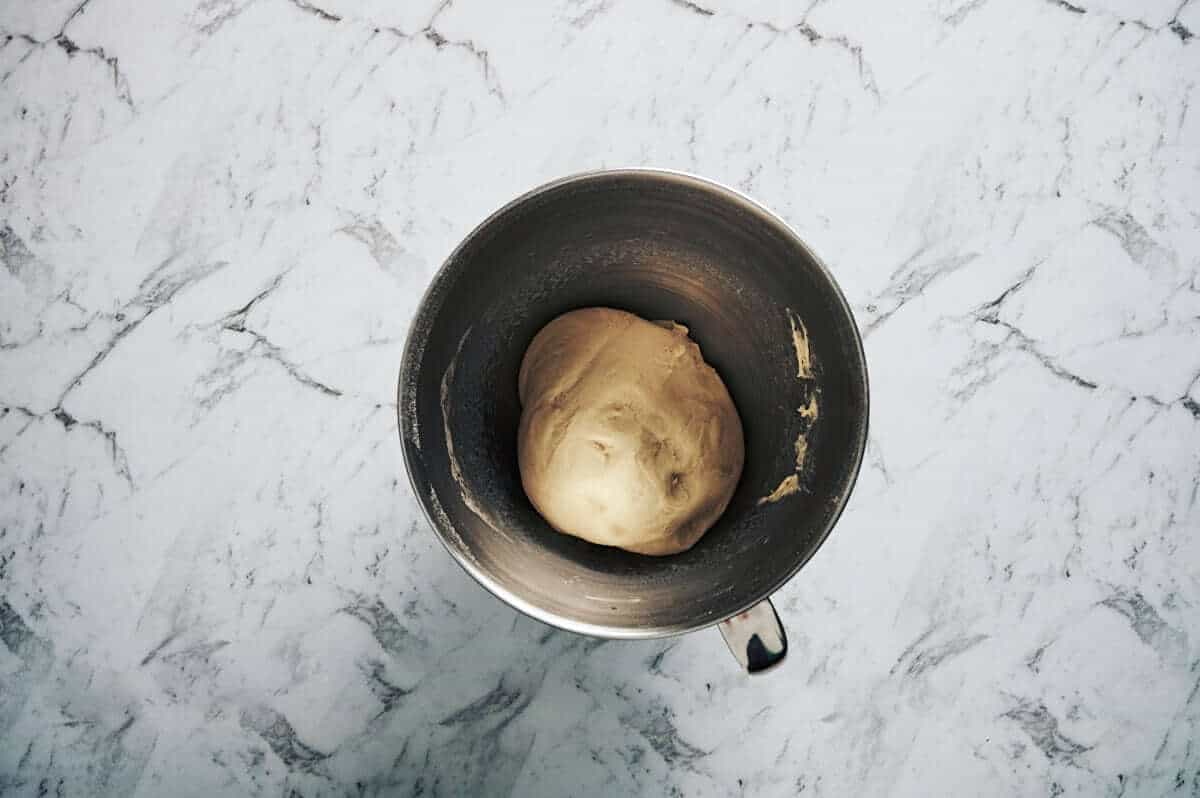 kneaded dough in a bowl