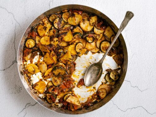 Briam (Roasted Vegetables with Sausage)