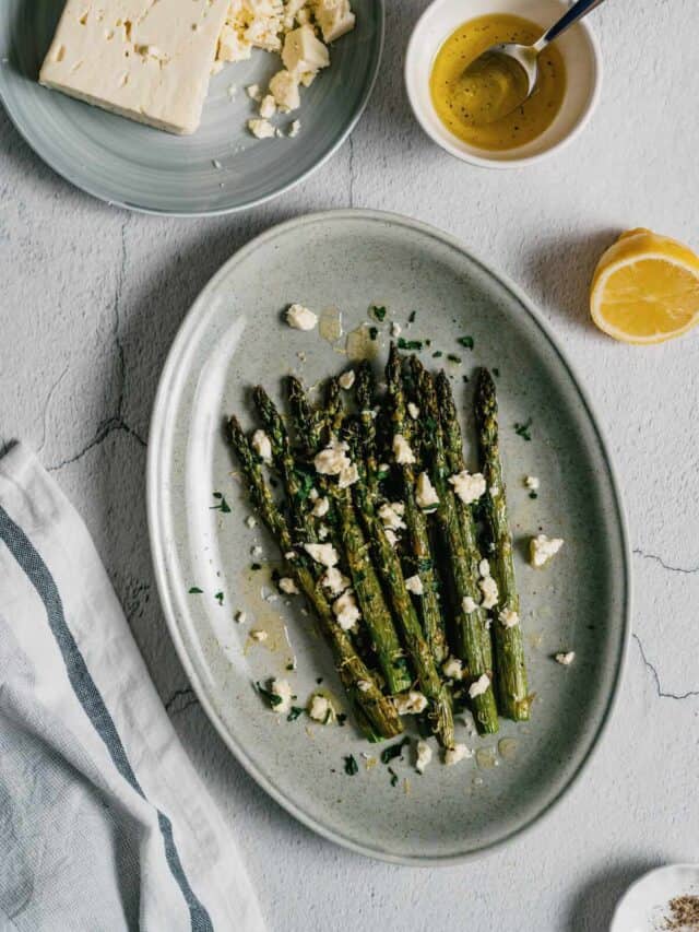Roasted Asparagus with Feta Souvlaki For The Soul