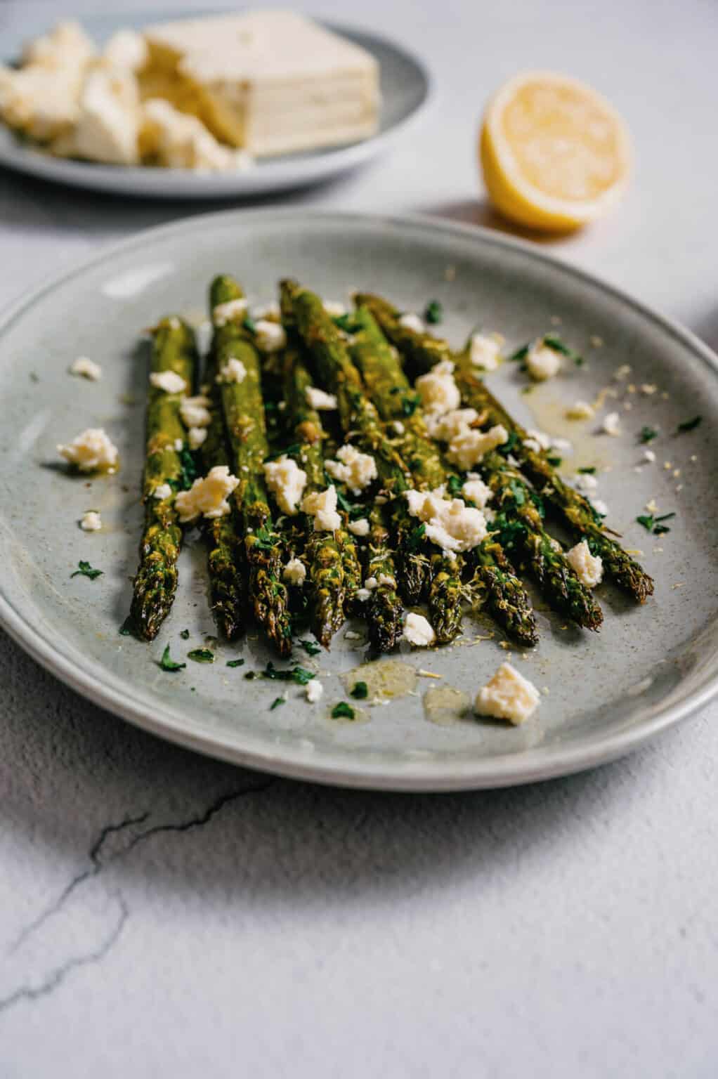 Roasted Asparagus with Feta Souvlaki For The Soul